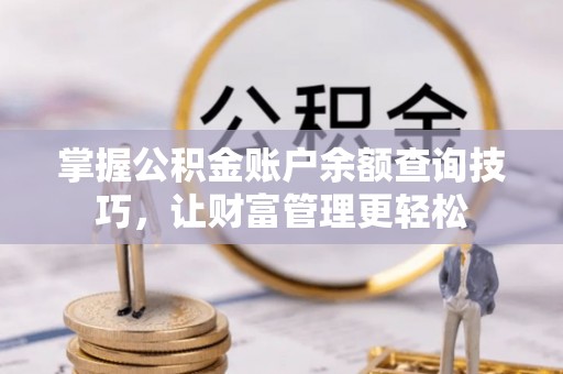 无棣掌握公积金账户余额查询技巧，让财富管理更轻松